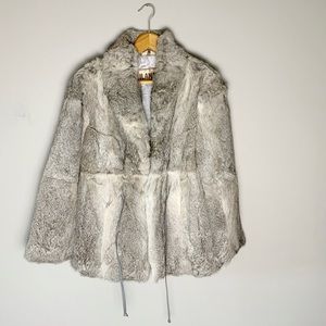 Grey rabbit fur coat